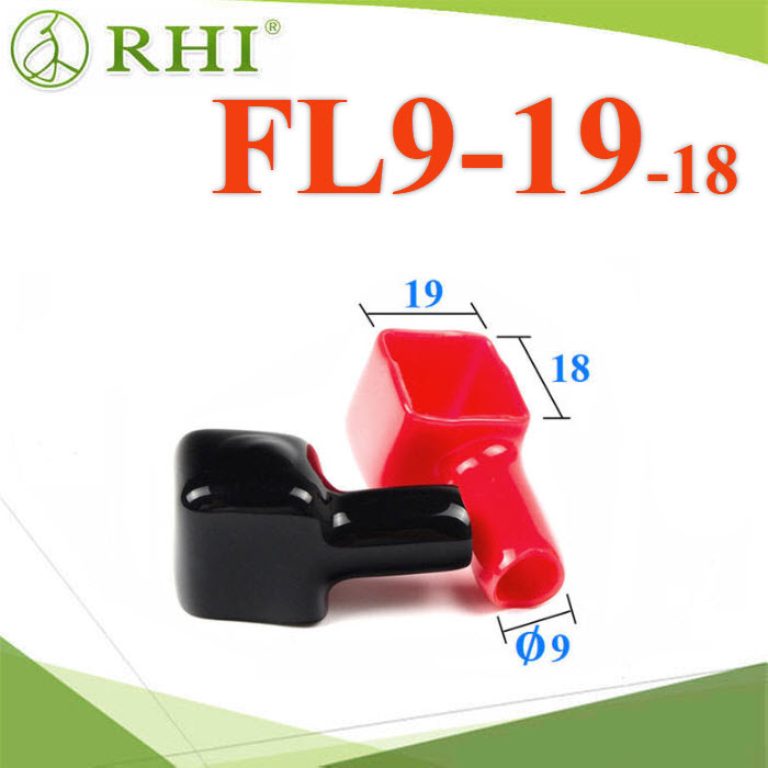 FL9-19-18 ยางหุ้มขั้วต่อแบตเตอรี่ แบบสี่เหลี่ยม สายไฟโตนอก 9mm. แพคคู่ สีแดง-ดำBattery Terminal cover RED-BLACK model FL9-19-18