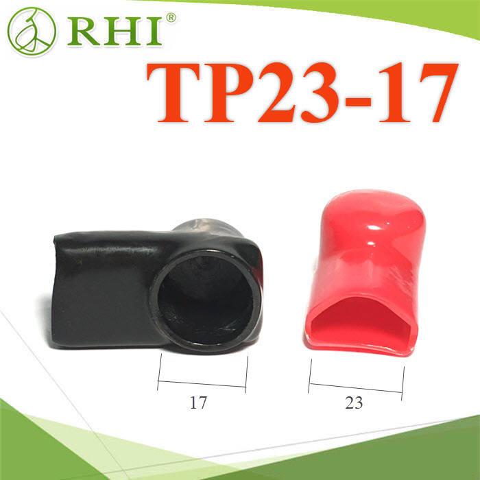 TP23-17 ยางหุ้มขั้วแบตเตอรี่ บัสบาร์ กว้าง 20 mm. แบบร้อยสายไฟกับบัสบาร์ แพคคู่ สีแดง-ดำBattery Terminal cover RED-BLACK input Cable and Busbar 20mm