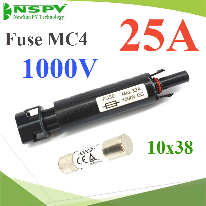 25A ฟิวส์ Fuse 1000V MC4 พร้อมกระบอกฟิวส์ PV4 NSPVSolar Inline Fuse 25A 1000VDC with Fuse Holder PV4 Connector