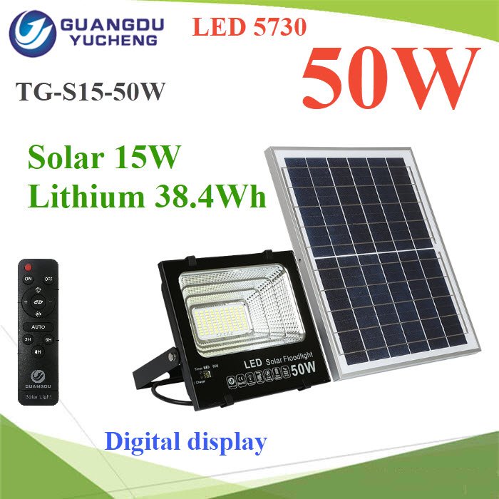 50W Solar LED ไฟสปอร์ทไลท์ โซลาร์เซลล์ Lithium รีโมท พร้อมใช้งานSolar Flood Light LED sport light 50W  5730 Chip with remote Lithium IP67