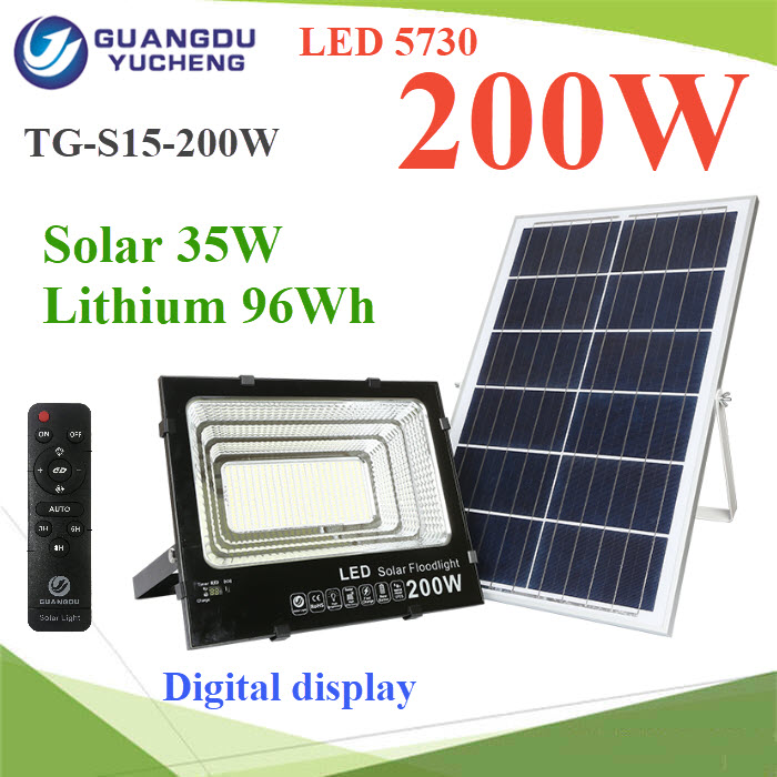 200W Solar LED ไฟสปอร์ทไลท์ โซลาร์เซลล์ Lithium รีโมท พร้อมใช้งานSolar Flood Light LED sport light 200W  5730 Chip with remote Lithium IP67