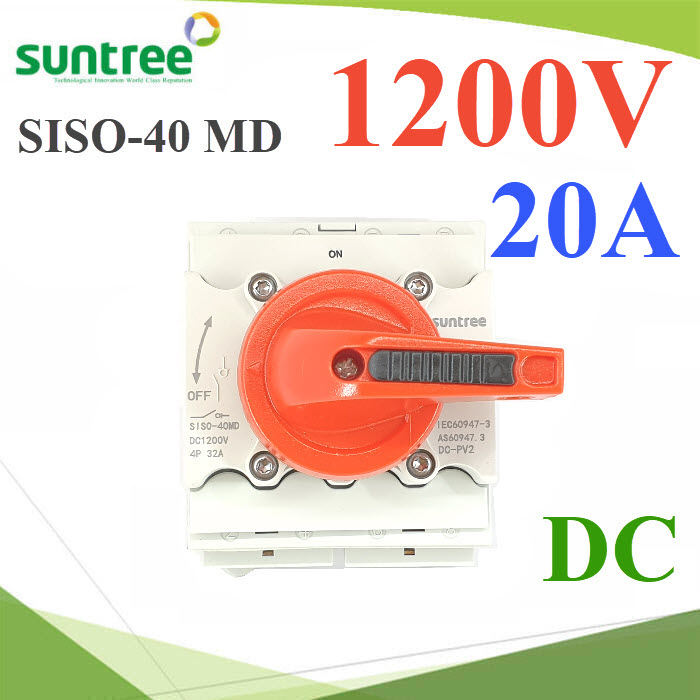 Isolation Switch 1200V DC 20A เบรกเกอร์สวิทช์ โซลาร์เซลล์ SuntreeSISO-40 MD Isolation Switch 1200V DC 20A Solar DC Breaker Suntree