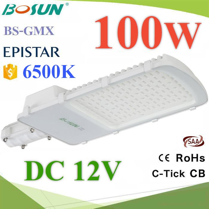 100W LED Bosun โคมไฟถนน ต่อแบตเตอรี่  DC 12V  IP65 แสงสีขาว รูสวมท่อ 60mmLED Street Light 100W waterproof ip65  DC 12V CCT 6500K