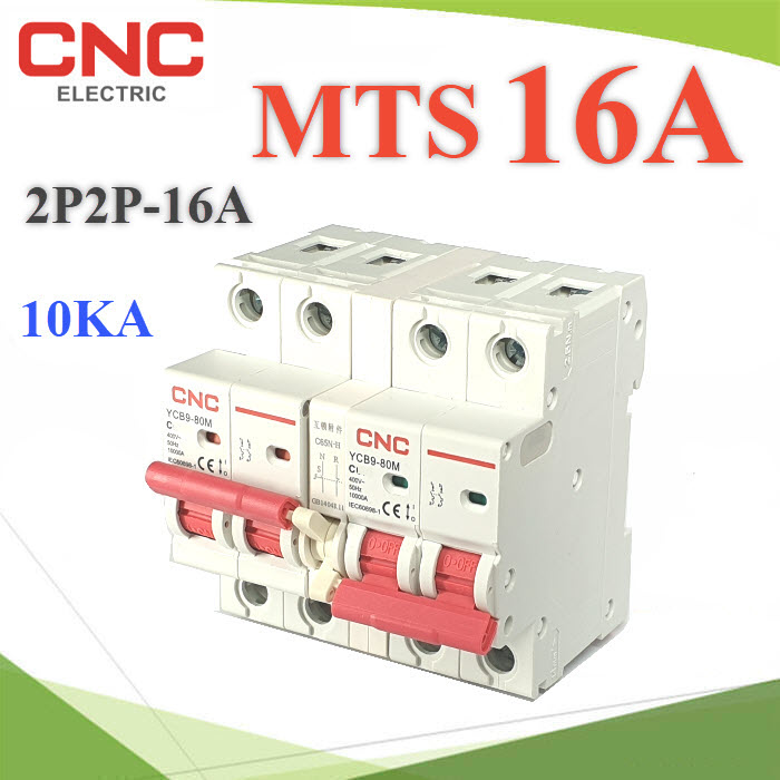 MTS 16A เบรกเกอร์สวิทช์ 2 ทาง CNC ป้องกันไฟชนกัน ระบบไฟ AC MCB 2P-2PAC MTS 2P-2P 16A Dual power switch Manual transfer switch Circuit breaker MCB
