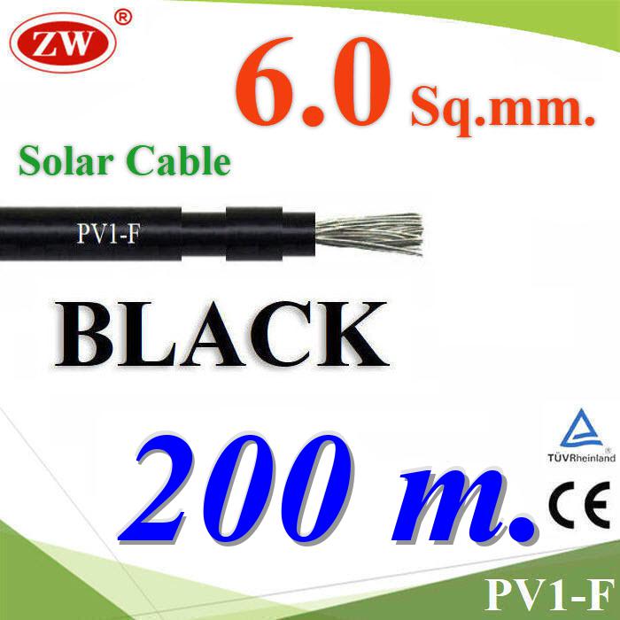200 เมตร สายไฟ Solar DC สำหรับ โซล่าเซลล์ PV1-F 1x6.0 mm2 สีดำSolar Cable DC PV1-F 1x6.0 mm2 BLACK 200m.