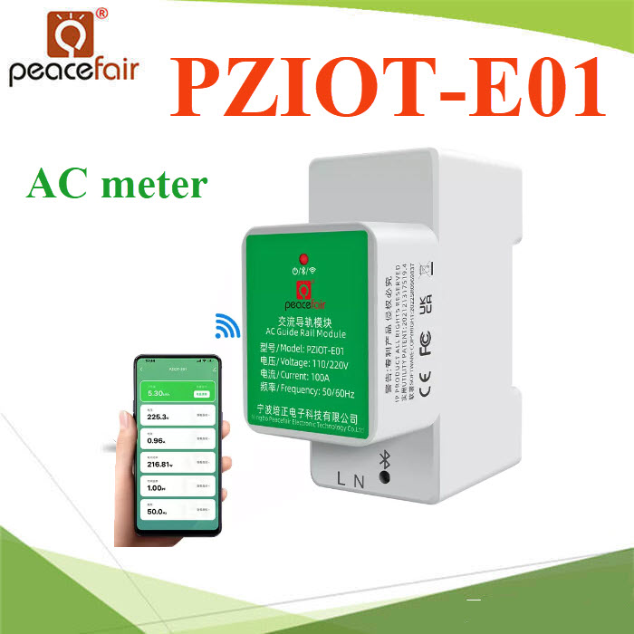 PZIOT-E01 AC มิเตอร์ IOT 100A 70-260V โวลท์ แอมป์ วัตต์ พลังงานไฟฟ้า WIFI Tuya AppInstruments Din rail WIFI Power Consumption Energy Meters Watt Volt IOT Remote Control