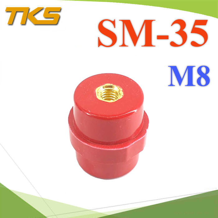 ลูกถ้วยบัสบาร์ สีแดง ลูกถ้วยฉนวนแดง Busbar Insulator SM-35 ยีดสกรู M8 ไม่รวมสกรูLow Voltage Conductor Copper Busbar RED SM-35 for Screw M10 without Screw