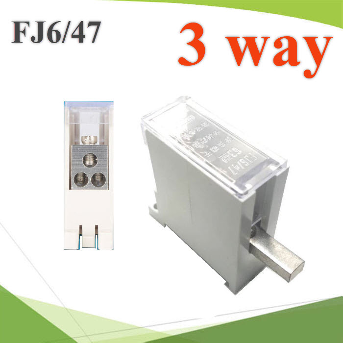 ข้อต่อรวมสาย FJ6/47 เบรกเกอร์ MCB Din rial แบบ 3 เส้นCircuit breaker switch terminal FJ6/47/3 x10 one input and three output switch terminal block