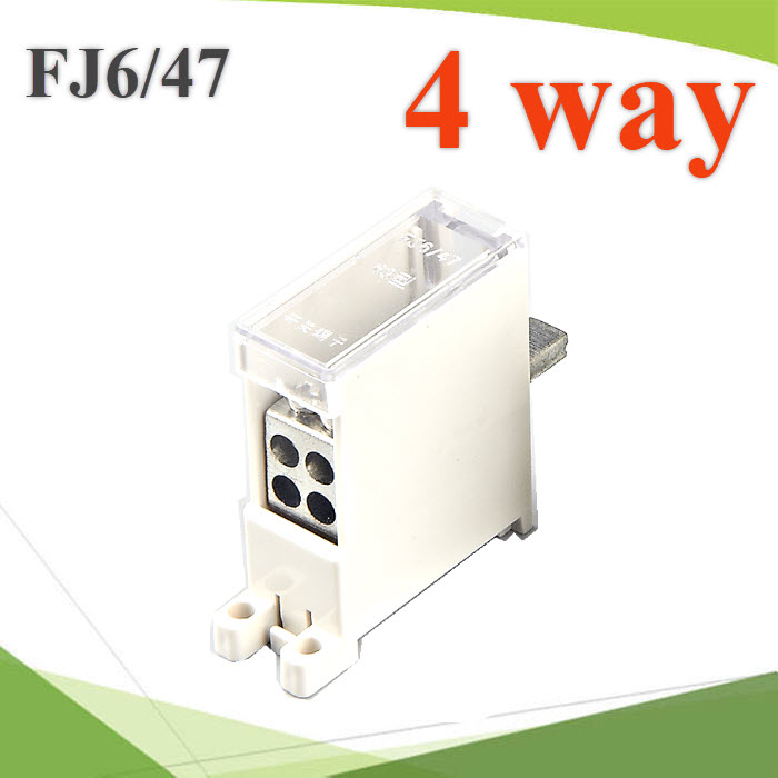 ข้อต่อรวมสาย FJ6/47 เบรกเกอร์ MCB Din rial แบบ 4 เส้นCircuit breaker switch terminal FJ6/47/3x10 one input and four output switch terminal block