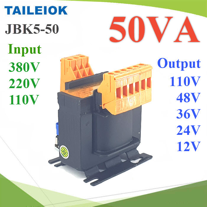 50VA หม้อแปลงไฟ JBK5 AC ไฟเข้า 380V 220V 110V ไฟออก 12V 24V 36V 48V 110VJBK5 50VA AC Transformer Pure Copper Power 380V 220V 110V to 12V 24V 36V 48V 110V