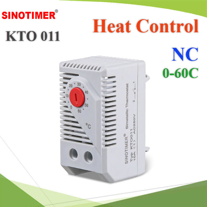 เครื่องควบคุมอุณหภูมิ KTO011 0-60 องศา NC ตัดไฟ Heater เมื่ออุณหภูมิสูงขึ้น ถึงที่ตั้งค่าไว้KTO011 Mini Compact Bimetallic Temperature Controller Heater Red NC working principle