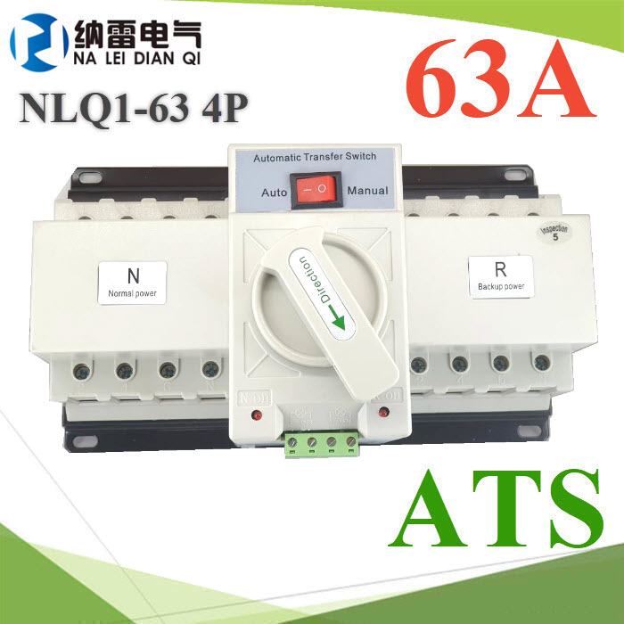 4P ATS 63A เบรกเกอร์สวิทช์ 2 ทาง AC  สลับไฟอัตโนมัติ Automatic transfer switch TAXNELE4P 63A MCB type Dual Power Automatic transfer switch ATS