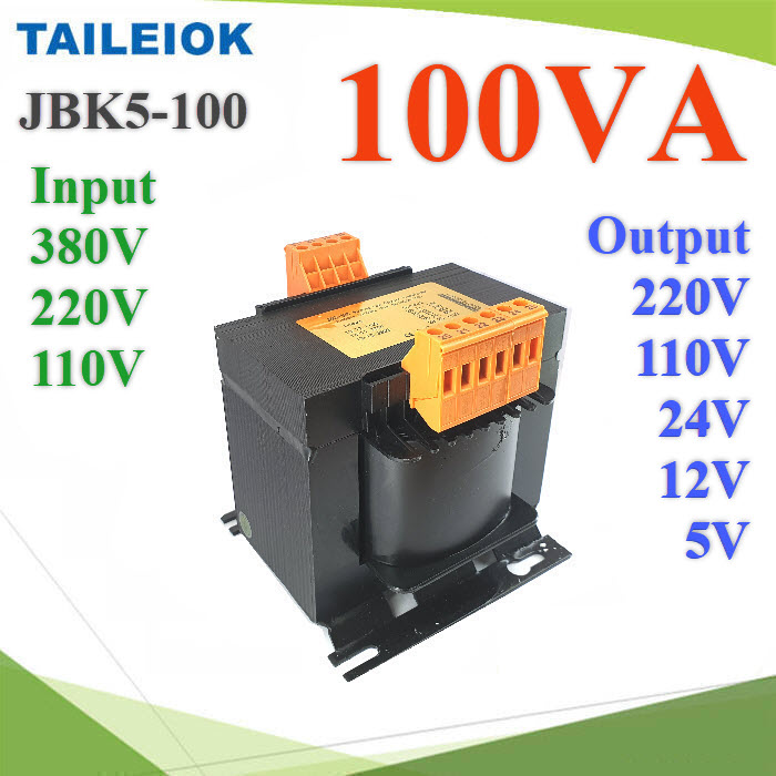 100VA หม้อแปลงไฟ JBK5 AC ไฟเข้า 380V 220V 110V ไฟออก 5V 12V 24V 110V 220VJBK5 100VA AC Transformer Pure Copper Power 380V 220V 110V to 5V 12V 24V 110V 220V