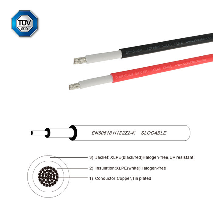 (ระบุจำนวน) สายไฟโซล่า PV1 H1Z2Z2-K 1x4.0 Sq.mm. DC Solar Cable PV1-F สีแดง