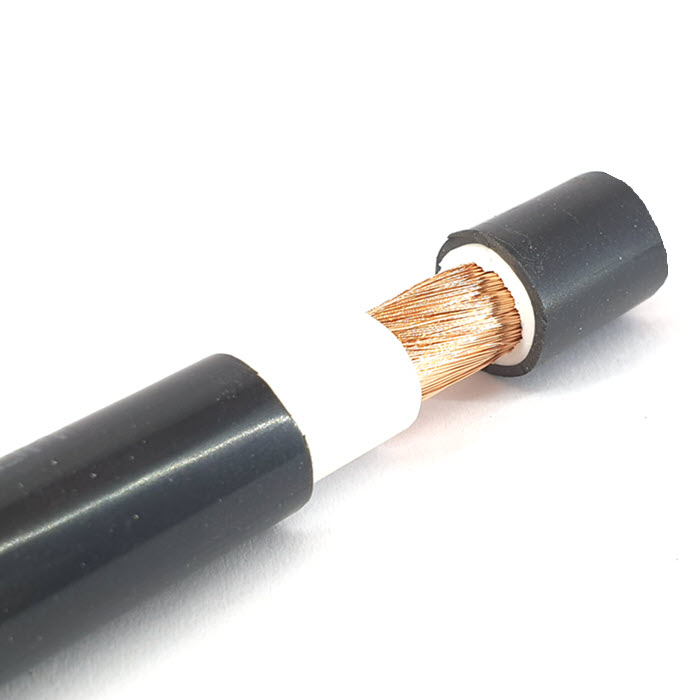 สายไฟแบตเตอรี่ 2 ชั้น Flexible 35 Sq.mm. ทองแดงแท้ ทนกระแส 177A สีดำ (ตัดแล้ว 60 ซม.)Battery Cable Flexible Copper Conductor Rubber 35 Sq.mm. 2 insulation Black  www.Solar-Thailand.co.th