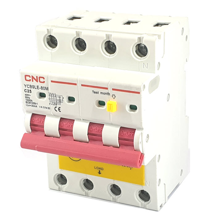 YCB9LE-80M RCBO 4P 10KA 100mA 63A AC Residual Current Circuit Breaker with Overcurrent ProtectionYCB9LE-80M RCBO 4P 10KA 100mA 63A AC Residual Current Circuit Breaker with Overcurrent Protection  www.Solar-Thailand.co.th