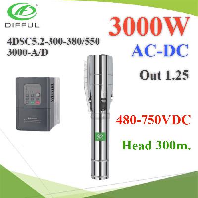 DC AC 3000W solar submersible Pump 4 inches Max.300m. Motor Brushless DC