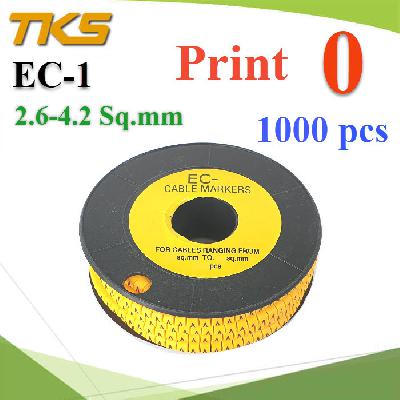 เคเบิ้ล มาร์คเกอร์ EC1 สีเหลือง สายไฟ 2.6-4.2 Sq.mm. 1000 ชิ้น (เลขศูนย์ 0 )Cable marker EC1 Cable 2.6-4.2 Sq.mm.  number 0  