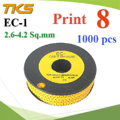 เคเบิ้ล มาร์คเกอร์ EC1 สีเหลือง สายไฟ 2.6-4.2 Sq.mm. 1000 ชิ้น (เลข 8 )Cable marker EC1 Cable 2.6-4.2 Sq.mm.  number 8