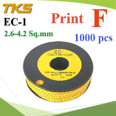เคเบิ้ล มาร์คเกอร์ EC1 สีเหลือง สายไฟ 2.6-4.2 Sq.mm. 1000 ชิ้น (พิมพ์ F )Cable marker EC1 Cable 2.6-4.2 Sq.mm. Screen F