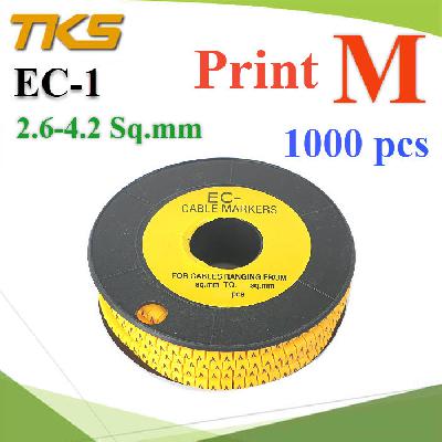 เคเบิ้ล มาร์คเกอร์ EC1 สีเหลือง สายไฟ 2.6-4.2 Sq.mm. 1000 ชิ้น (พิมพ์ M )Cable marker EC1 Cable 2.6-4.2 Sq.mm. Screen M