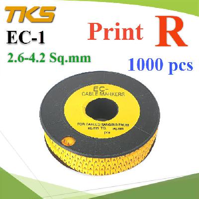 เคเบิ้ล มาร์คเกอร์ EC1 สีเหลือง สายไฟ 2.6-4.2 Sq.mm. 1000 ชิ้น (พิมพ์ R )Cable marker EC1 Cable 2.6-4.2 Sq.mm. Screen R