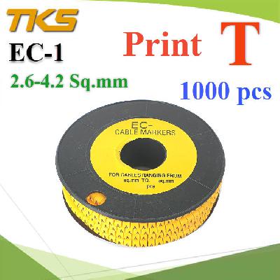 เคเบิ้ล มาร์คเกอร์ EC1 สีเหลือง สายไฟ 2.6-4.2 Sq.mm. 1000 ชิ้น (พิมพ์ T )Cable marker EC1 Cable 2.6-4.2 Sq.mm. Screen T