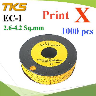 เคเบิ้ล มาร์คเกอร์ EC1 สีเหลือง สายไฟ 2.6-4.2 Sq.mm. 1000 ชิ้น (พิมพ์ X )Cable marker EC1 Cable 2.6-4.2 Sq.mm. Screen X