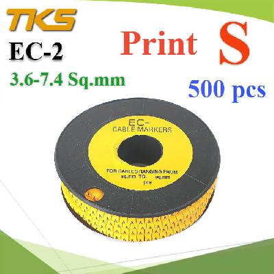 เคเบิ้ล มาร์คเกอร์ EC2 สีเหลือง สายไฟ 3.6-7.4 Sq.mm. 500 ชิ้น (พิมพ์ S )Cable marker EC2 Cable 3.6-7.4 Sq.mm. Screen S