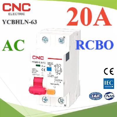 YCB6HLN-63 RCBO 2P 20A 230V AC Residual Current Circuit Breaker with Overcurrent Protection