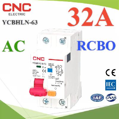 YCB6HLN-63 RCBO 2P 32A 230V AC Residual Current Circuit Breaker with Overcurrent Protection