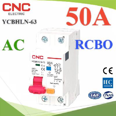 YCB6HLN-63 RCBO 2P 50A 230V AC Residual Current Circuit Breaker with Overcurrent Protection