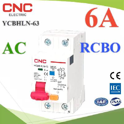 YCB6HLN-63 RCBO 2P 6A 230V AC Residual Current Circuit Breaker with Overcurrent Protection