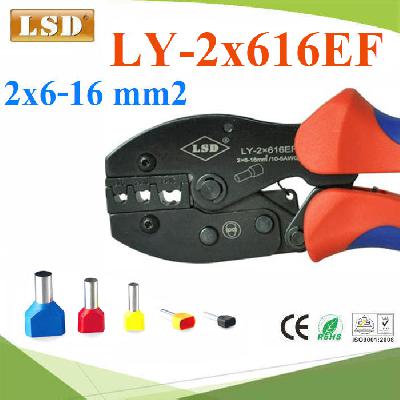 LY-2x616EF twin insulated cord end terminal wire crimper 2x6-16 Sq.mm. crimping tool