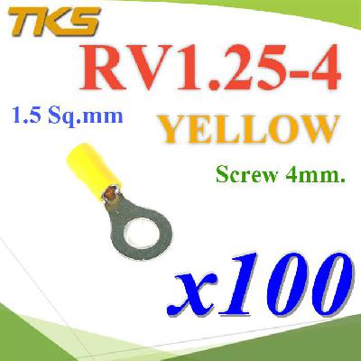 RV1.25-4 Insulated Ring Terminals Assortment Screw 4 mm. Cable 1.5 Sq.mm YELLOW