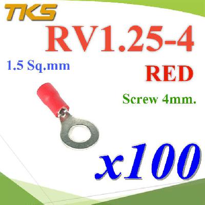 RV1.25-4 Insulated Ring Terminals Assortment Screw 4 mm. Cable 1.5 Sq.mm RED