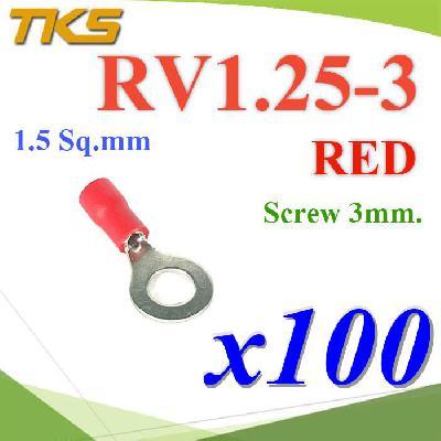 RV1.25-3 Insulated Ring Terminals Assortment Screw 3 mm. Cable 1.5 Sq.mm RED
