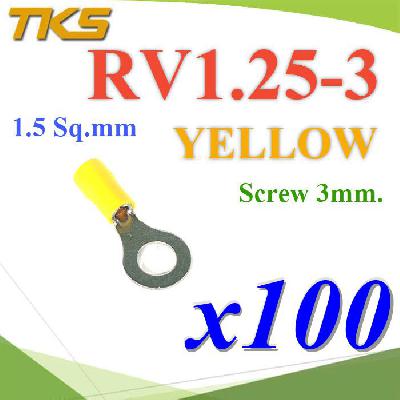 RV1.25-3 Insulated Ring Terminals Assortment Screw 3 mm. Cable 1.5 Sq.mm YELLOW