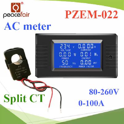 PZEM-022 AC digital multi-function meter 80-260V 0-100A Voltage Current Power Energy Factor and Hz with Coil Split CT