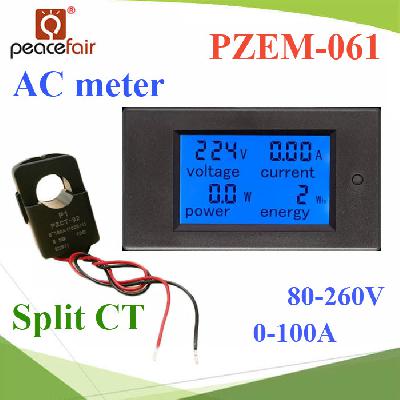 PZEM-061 AC digital multi-function meter 80-260V 0-100A  Voltage Current Power Energy with Coil Split CT