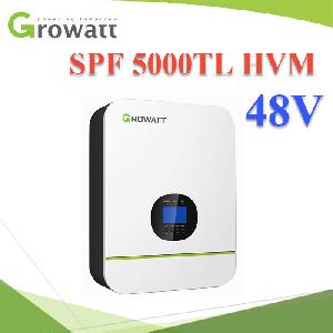 Growatt SPF 5000TL HVM series off grid solar inverter is integrated with a MPPT solar charge controller.