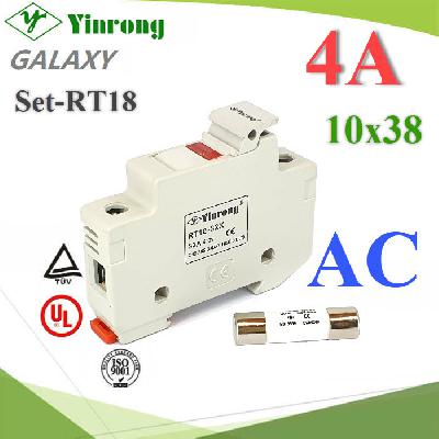Cylindrical Fuse Link 4A 380V AC 10x38 Yinrong Galaxy with Fuse Holder