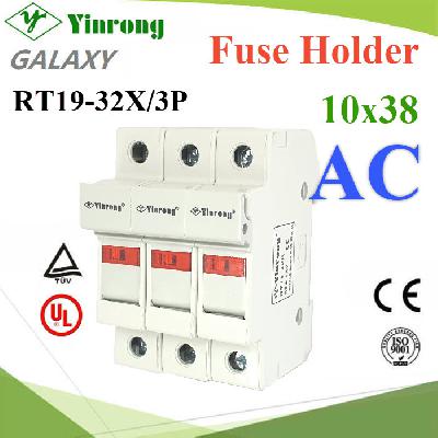 Cylindrical Cap Shape Fuse with lamp indicator base AC 10x38 3pole 