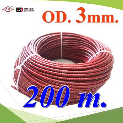 RED PVC Plastic Coated Galvanized steel wire strand Diemeter 3mm.