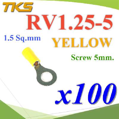 RV1.25-5 Insulated Ring Terminals Assortment Screw 5 mm. Cable 1.5 Sq.mm YELLOW