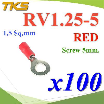 RV1.25-5 Insulated Ring Terminals Assortment Screw 5 mm. Cable 1.5 Sq.mm RED