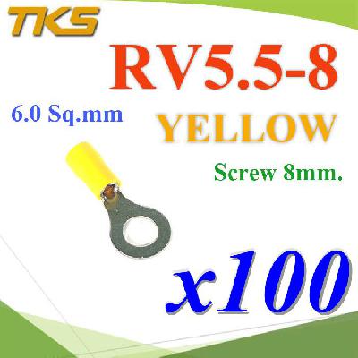 RV5.5-8 Insulated Ring Terminals Assortment Screw 8 mm. Cable 6 Sq.mm YELLOW