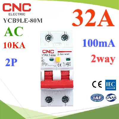 YCB9LE-80M RCBO 32A 2P AC 2way 100mA 10KA Residual Current Circuit with Overcurrent Protection