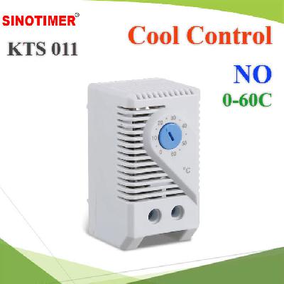 เครื่องควบคุมอุณหภูมิ KTS011 0-60 องศา NO เปิดพัดลม โดยค่าที่ตั้งไว้ สูงกว่าอุณหภูมิห้องKTS011 Mini Compact Bimetallic Temperature Controller Blue NO Contact Fans and Signal