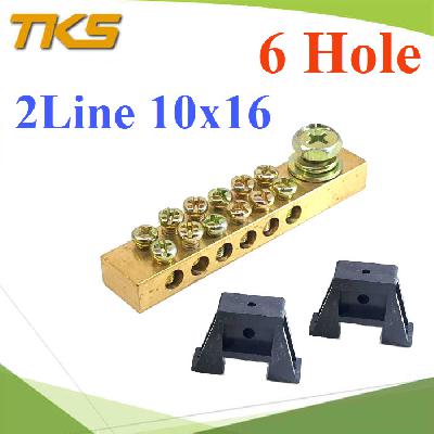 Busbar two line size 12x18mm. 6 hole with leg support